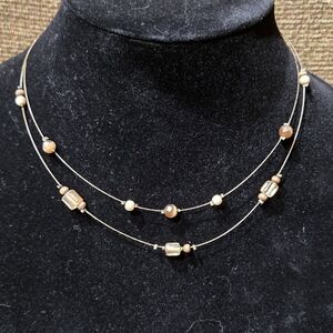 Maurices Gold and Tan Beaded Necklace